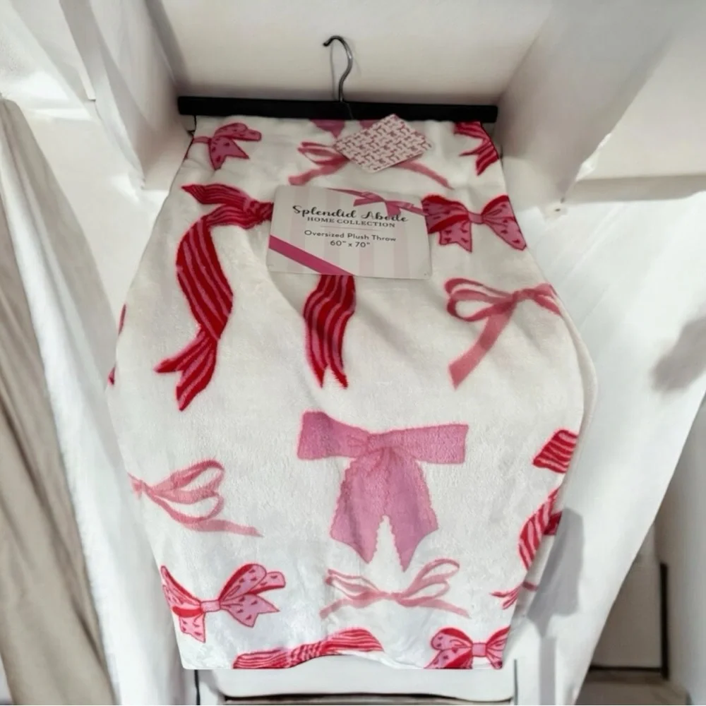 Pink Coquette Bow Oversized Plush Throw Blanket